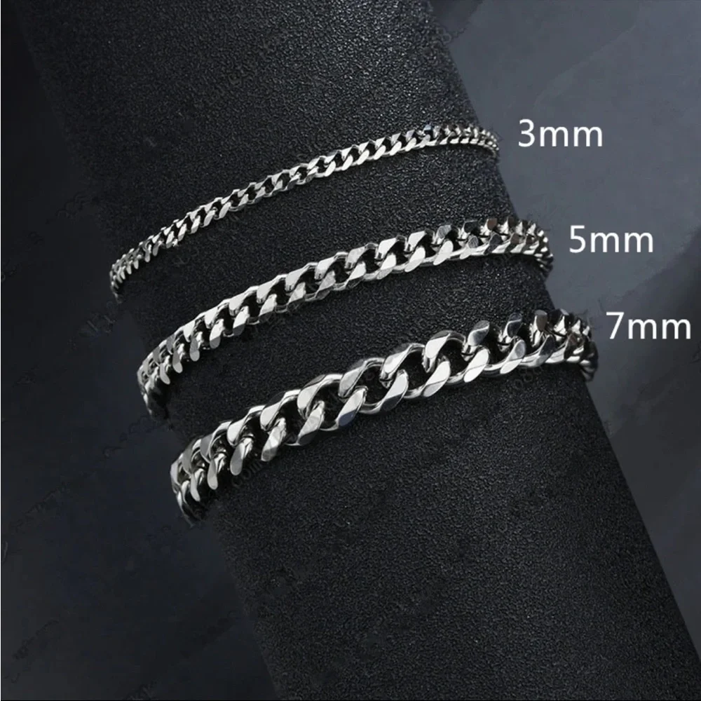 Men’s stainless steel Cuban chain silver bracelet